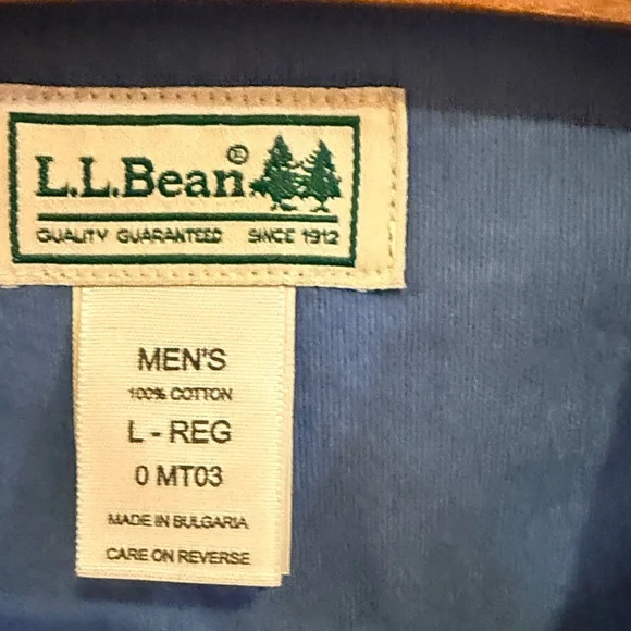 LL Bean Men's Blue Chamois Shirt Jacket size Large 100% cotton - Picture 2 of 3